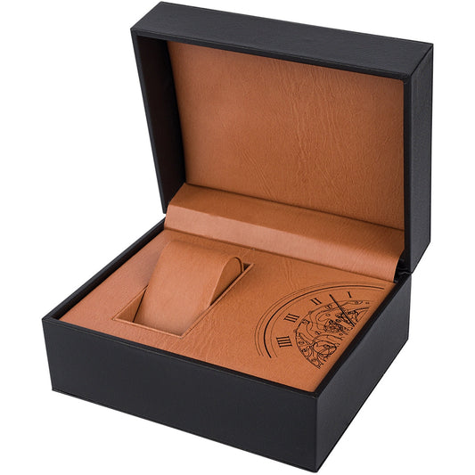 Boîte à montre eco-cuir noir intérieur brun - vue 2