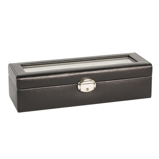 coffre montres avec fenetre gaine aspect lisse noir