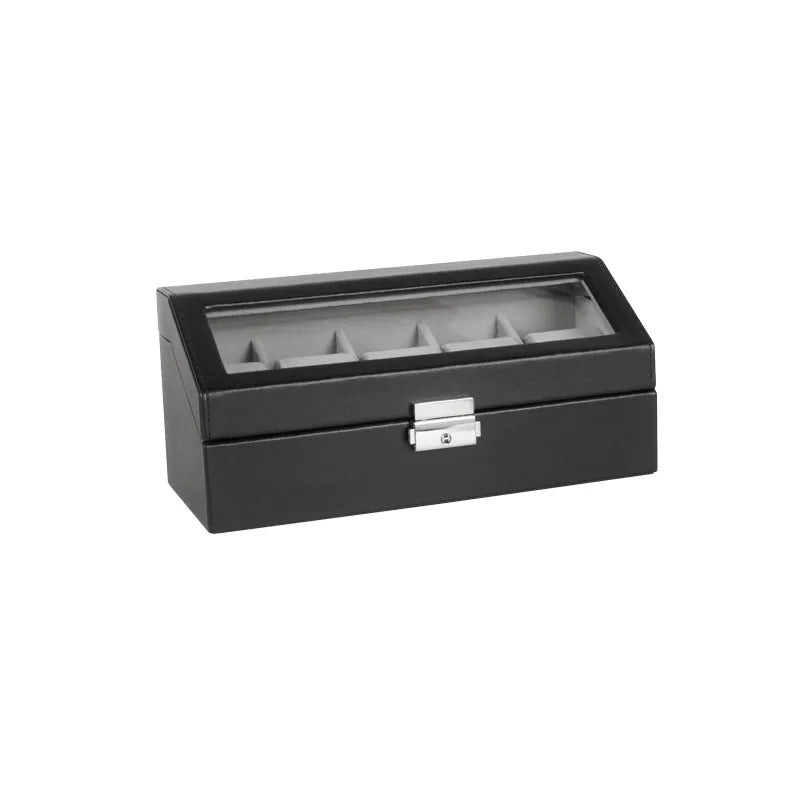 coffre montres avec fenetre gaine aspect lisse noir