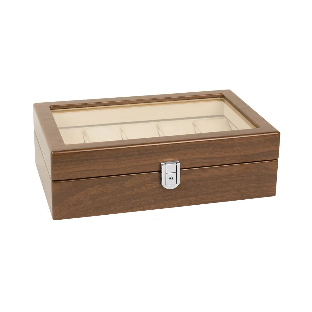 coffre montres en bois peint avec fenetre en verre