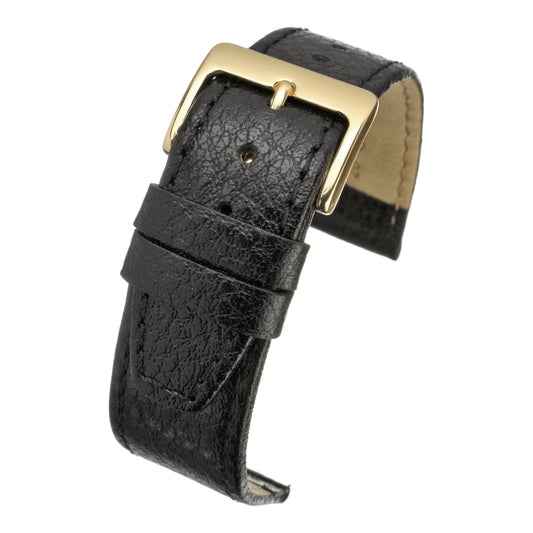 Bracelet montre cuir grain buffle glacé — Black