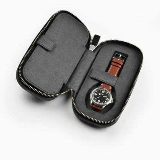 Étui montre voyage 2 montres – Pochette cuir zippée
