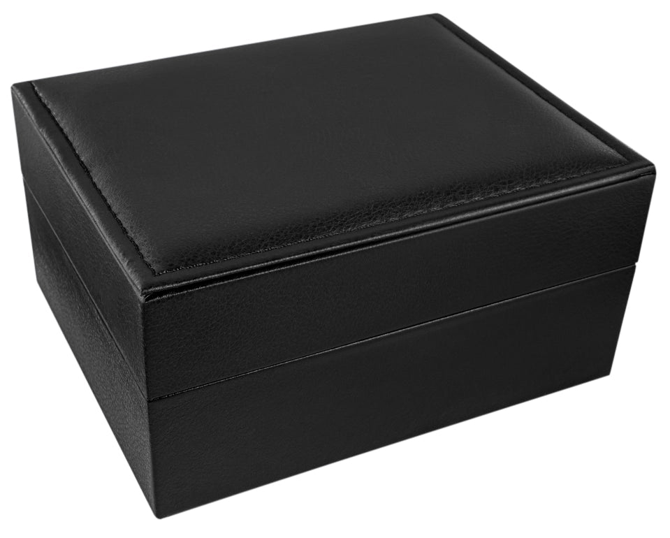 Boîte à montre noire en eco-cuir – détail de l’intérieur brun