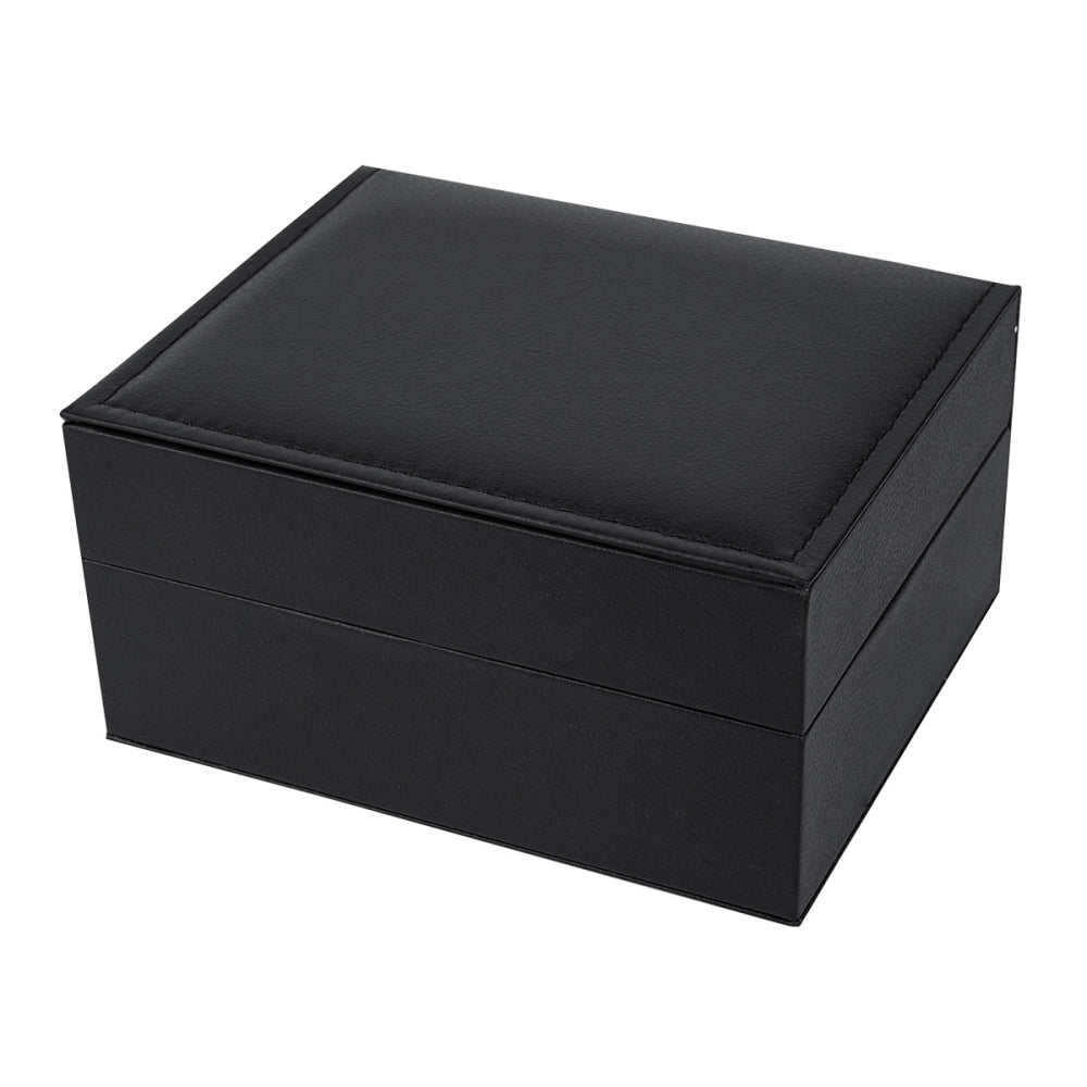 Coffret montre eco-cuir noir – vue de trois quarts