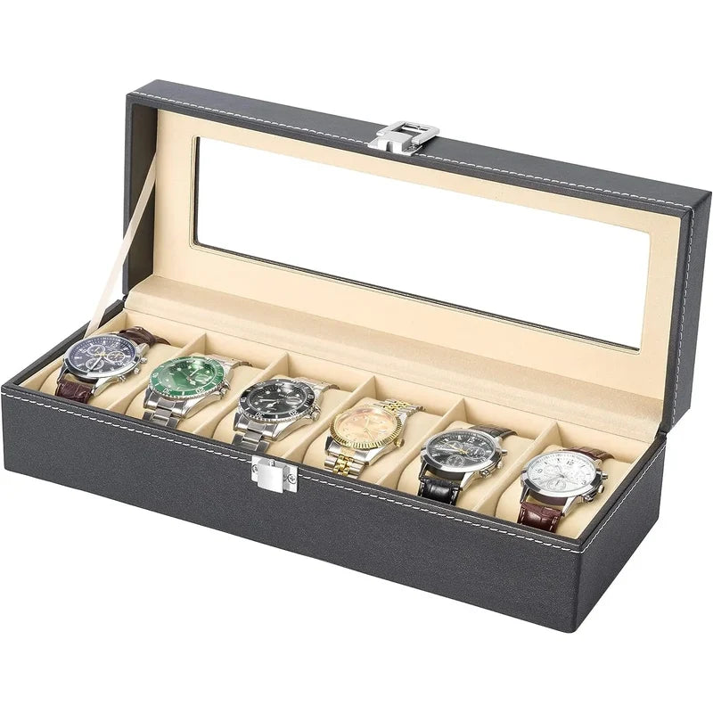 boite a montre cuir noit interieur beige
