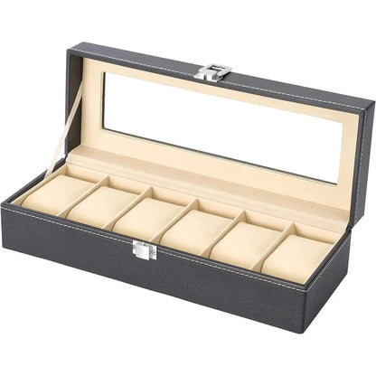 boite a montre cuir noit interieur beige