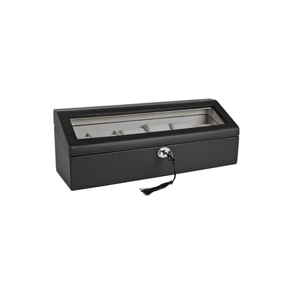 coffre luxe montres avec fenetre gaine aspect lisse noir 