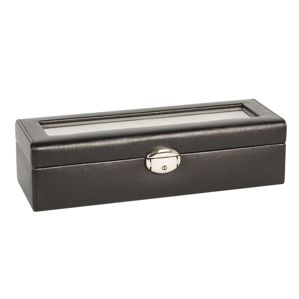coffre montres avec fenetre gaine aspect lisse noir 