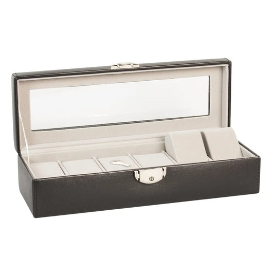 coffre montres avec fenetre gaine aspect lisse noir