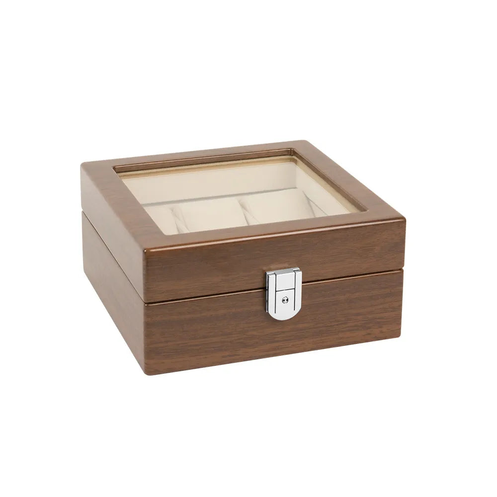 coffre montres en bois peint avec fenetre en verre 