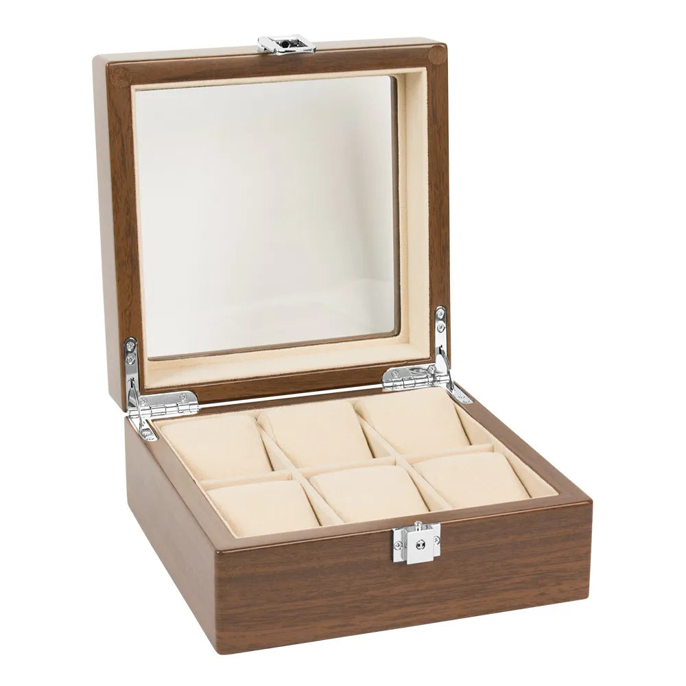 coffre montres en bois peint avec fenetre en verre 