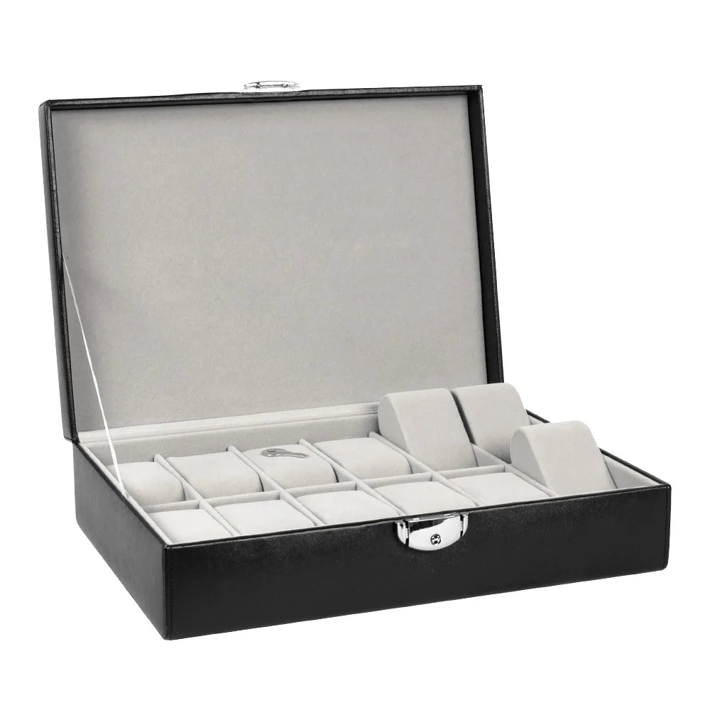 coffre montres en gaine aspect lisse noir