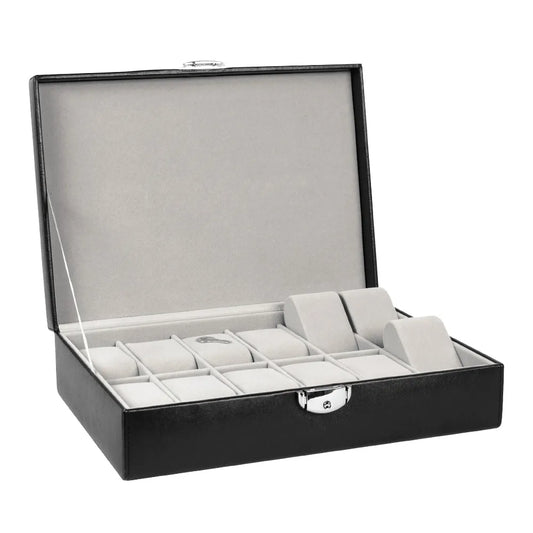coffre montres en gaine aspect lisse noir