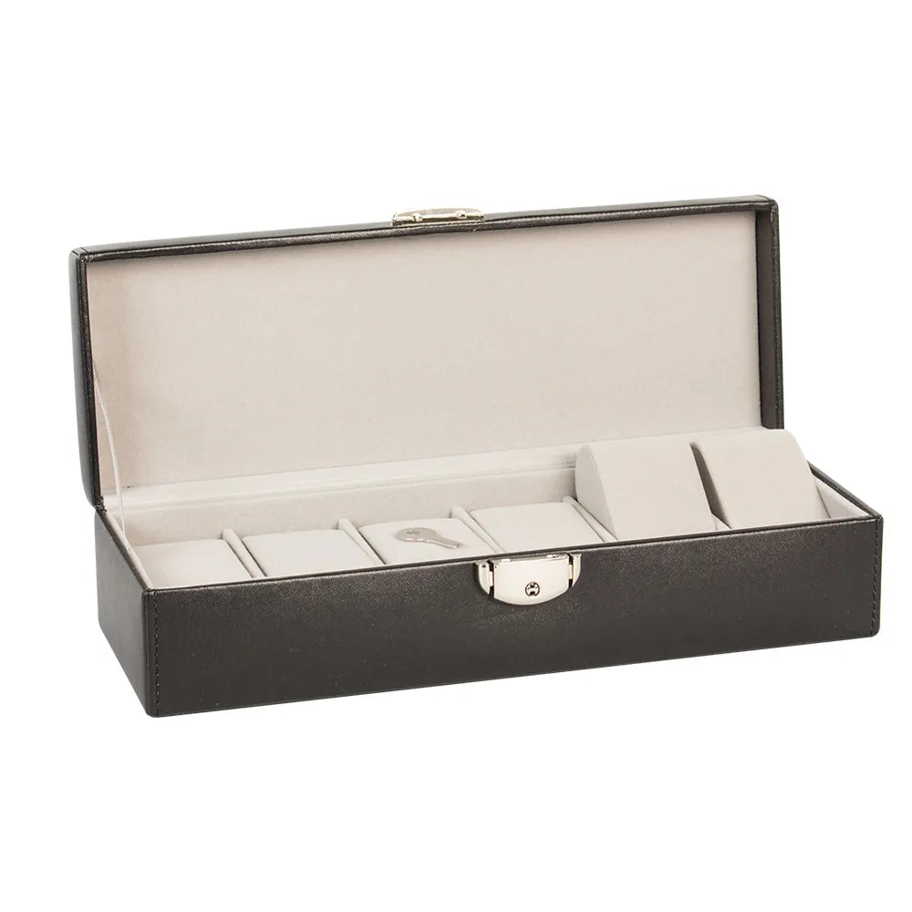 coffre montres gaine aspect lisse noir