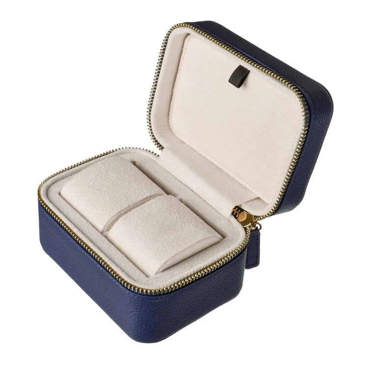 etui montre cuir bleu interieur creme