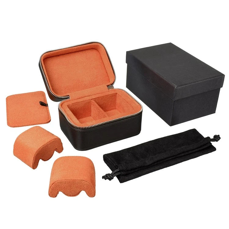 etui montre cuir noir interieur orange