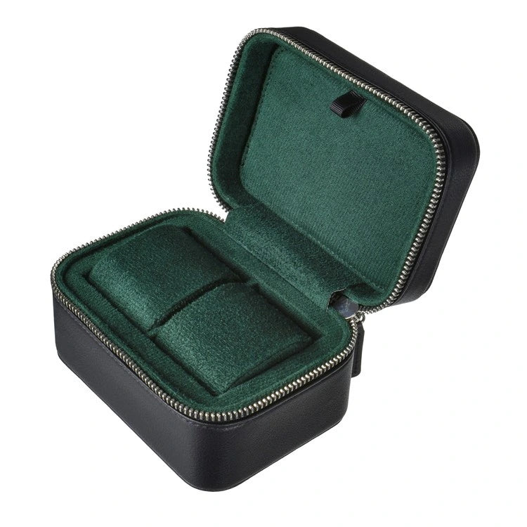 etui montre cuir noir interieur vert 2 montres