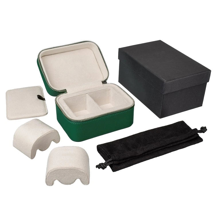 etui montre cuir vert interieur creme