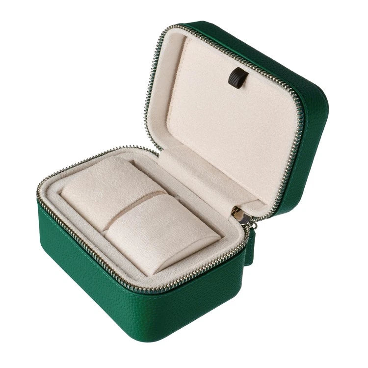 etui montre cuir vert interieur creme