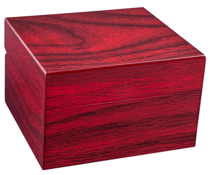 Boîte à montre mahogany compacte – détail du coussin blanc