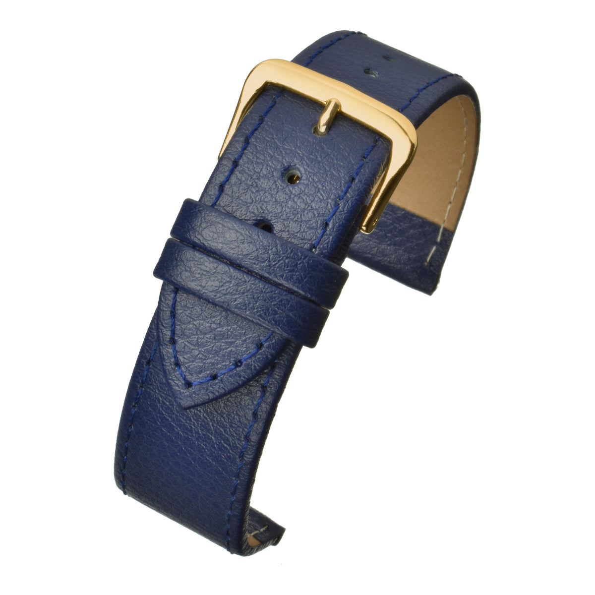 Bracelet montre cuir grain buffle surpiqué — Blue