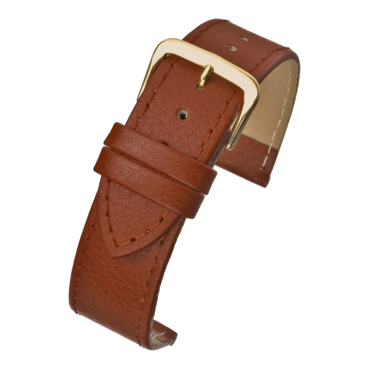 Bracelet montre cuir grain buffle surpiqué — L.Brown