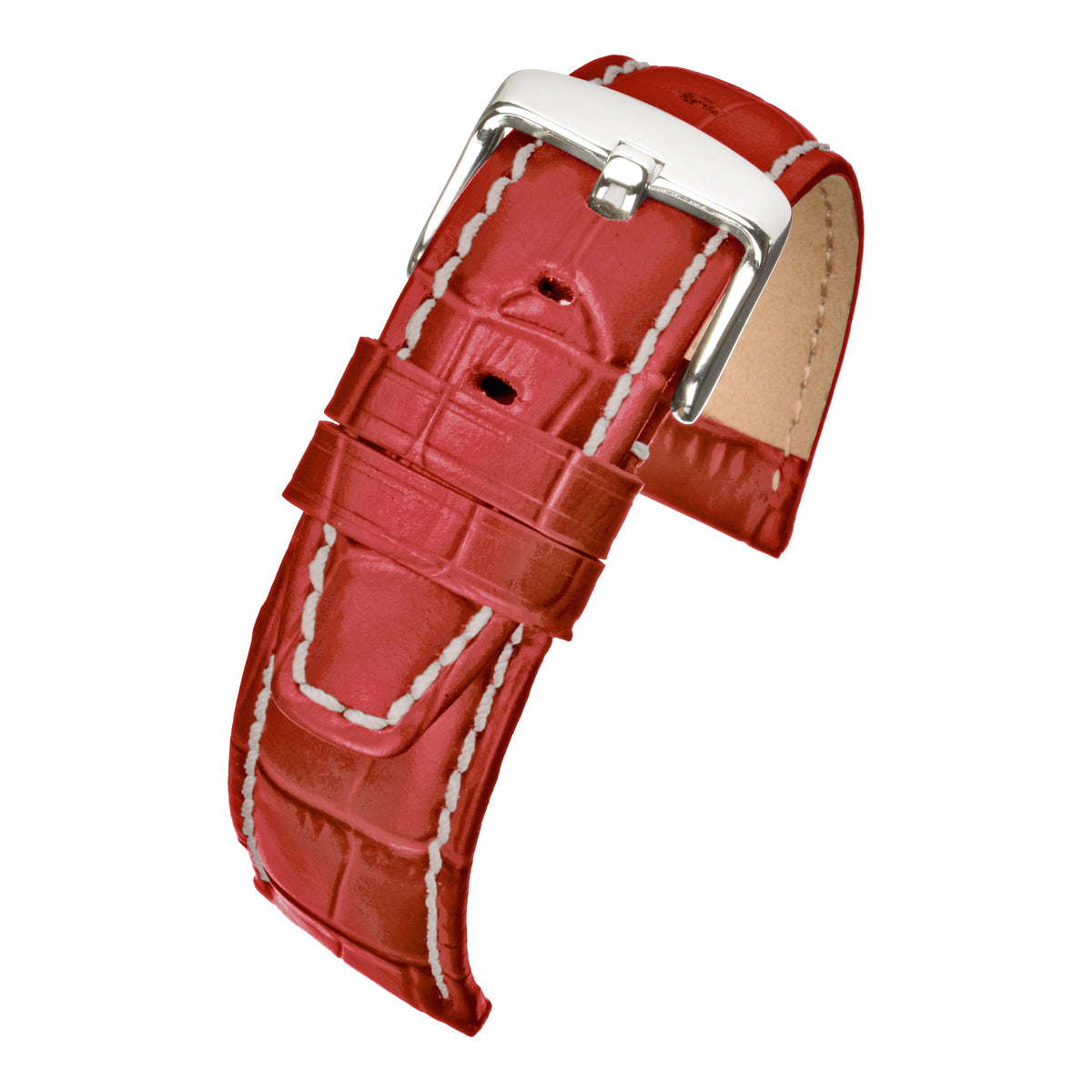 Bracelet montre cuir grain alligator premium — Red