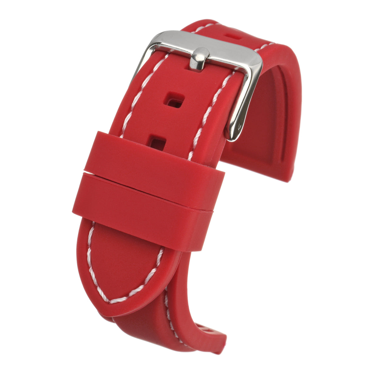 Bracelet montre silicone à coutures contrastées — Red