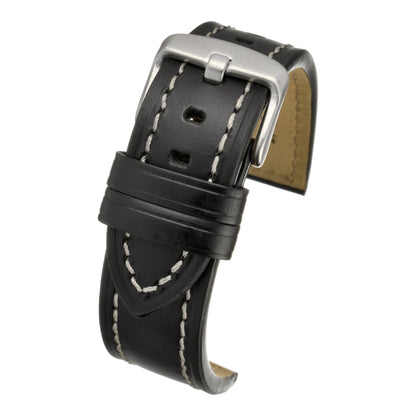 Bracelet montre cuir à bords coupés — Black