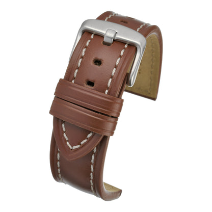 Bracelet montre cuir à bords coupés — Tan