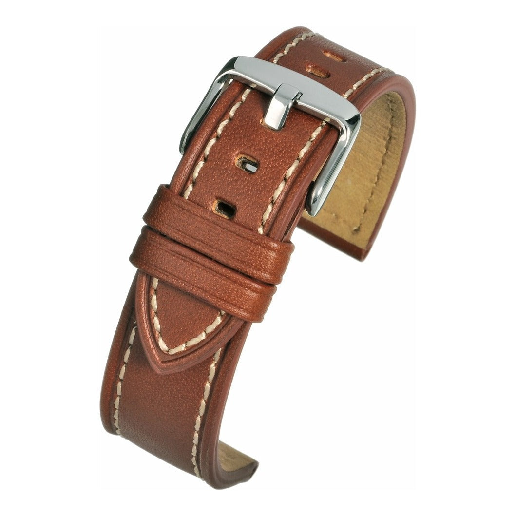 Bracelet montre cuir à bords coupés — Light Brown