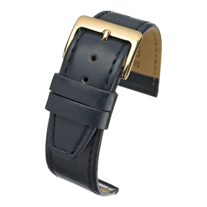 Bracelet montre cuir lisse surpiqué — Blue