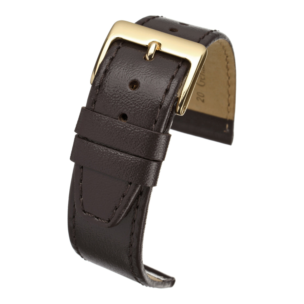 Bracelet montre cuir lisse surpiqué — Brown
