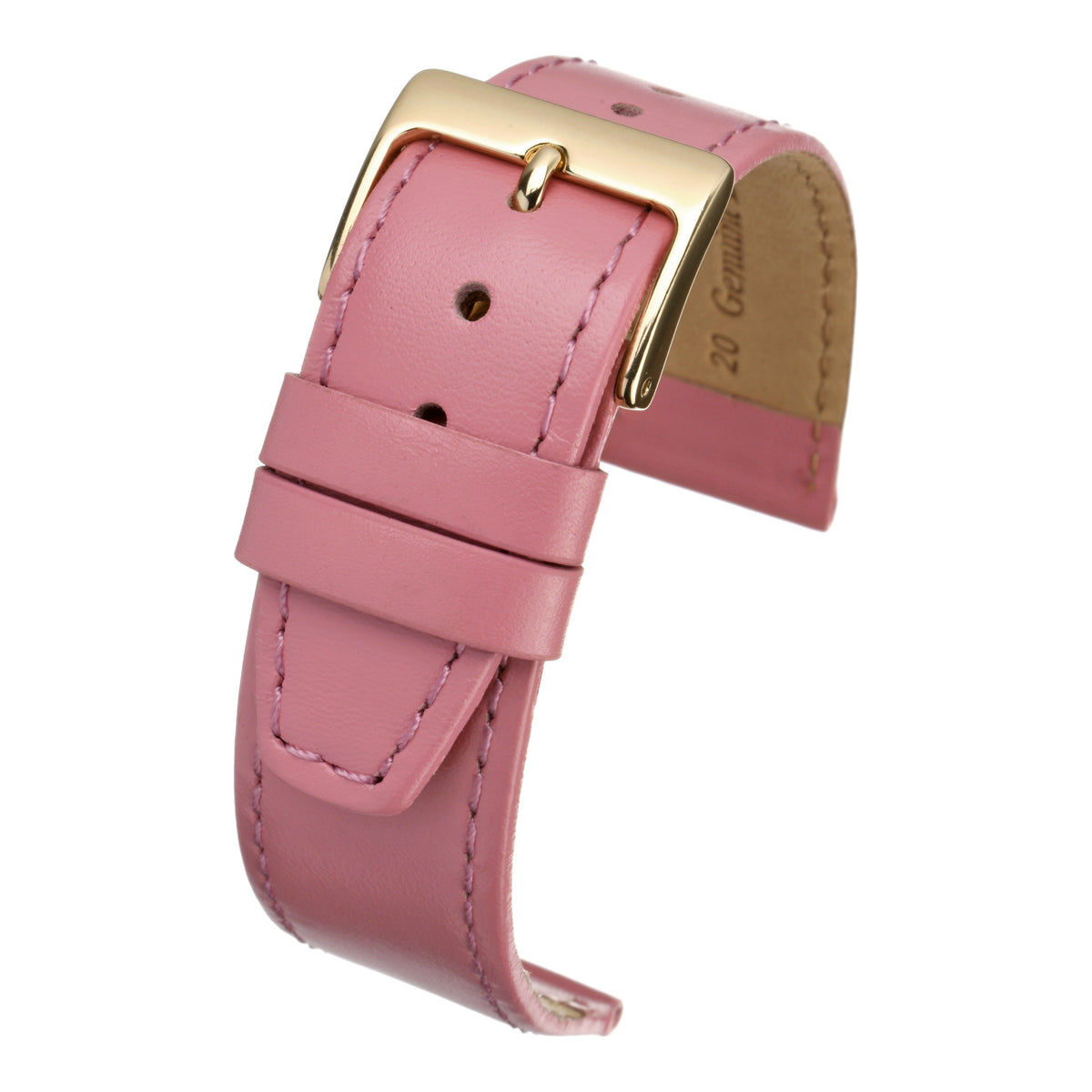 Bracelet montre cuir lisse surpiqué — Pink