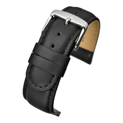 Bracelet montre cuir rembourré surpiqué — Black