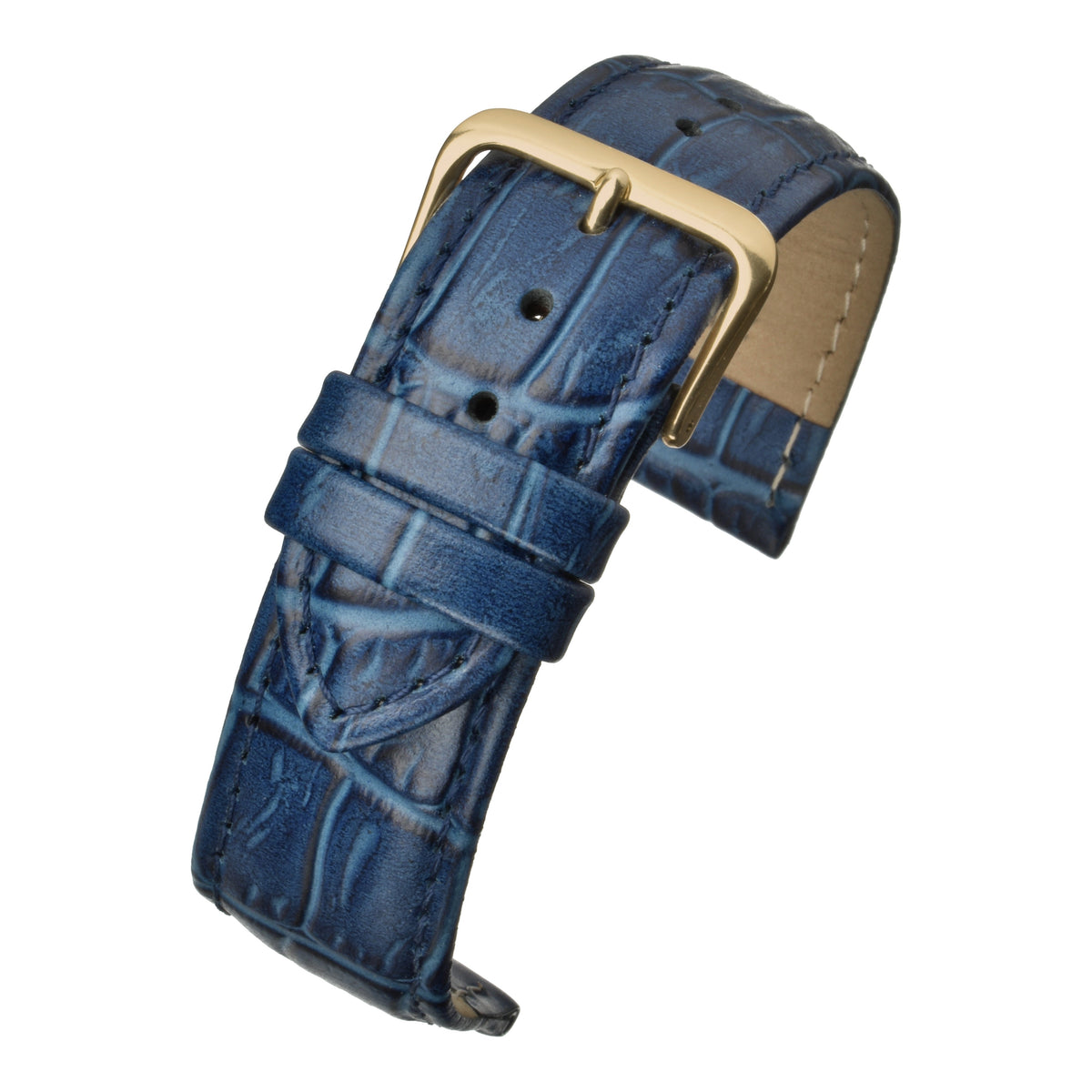 Bracelet montre cuir grain alligator mat — Blue