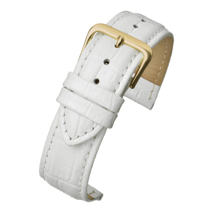 Bracelet montre cuir grain alligator mat — White