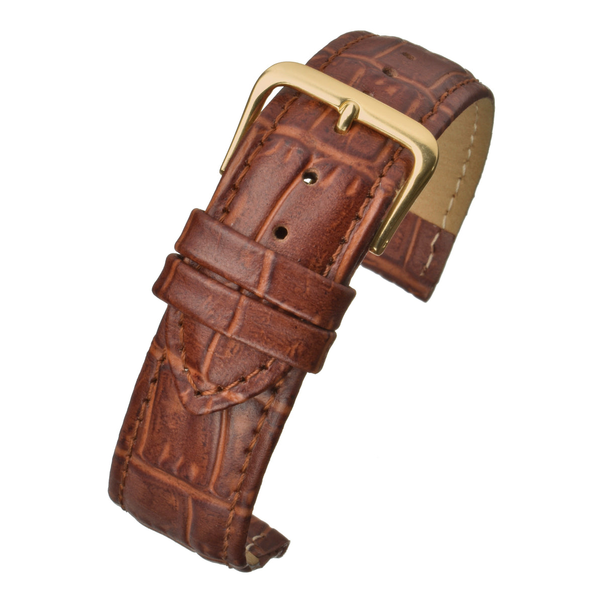 Bracelet montre cuir grain alligator mat — Tan