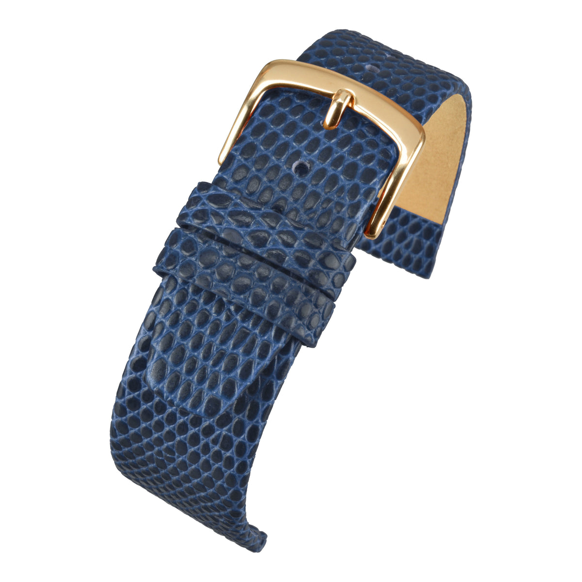 Bracelet montre cuir grain lézard plat — Blue