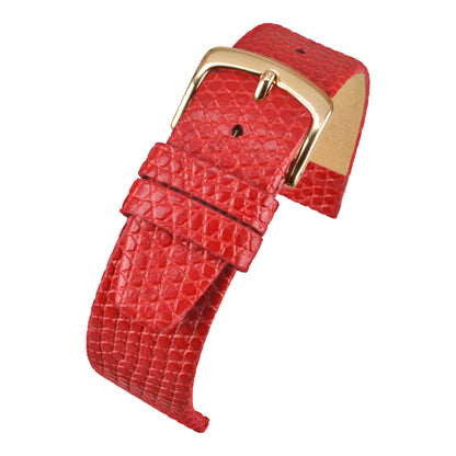 Bracelet montre cuir grain lézard plat — Red