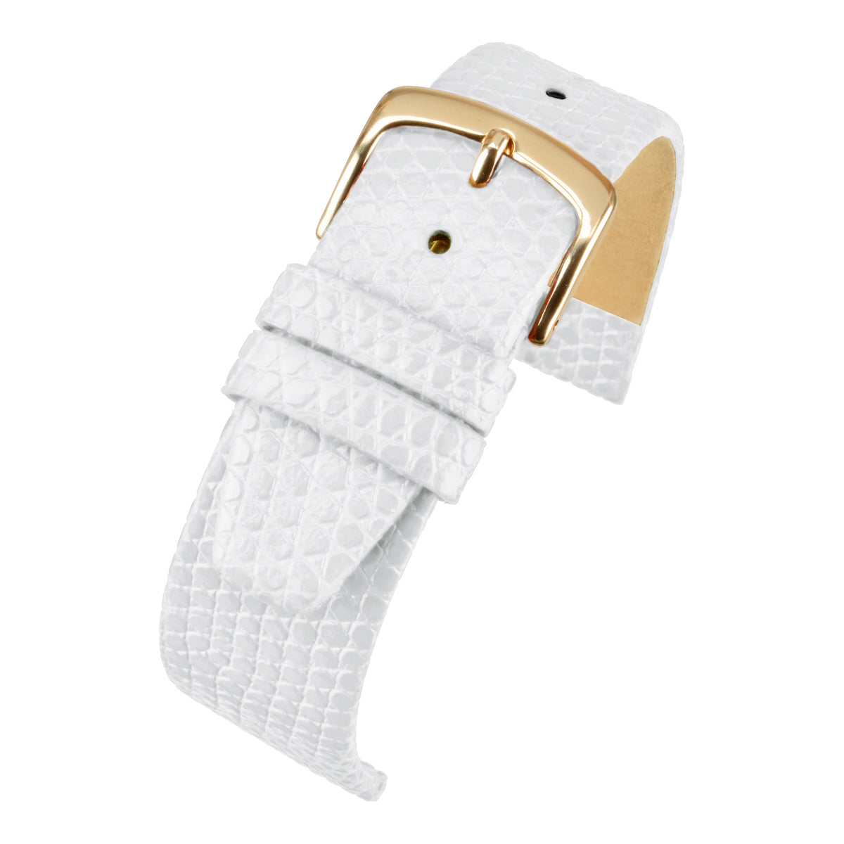 Bracelet montre cuir grain lézard plat — White