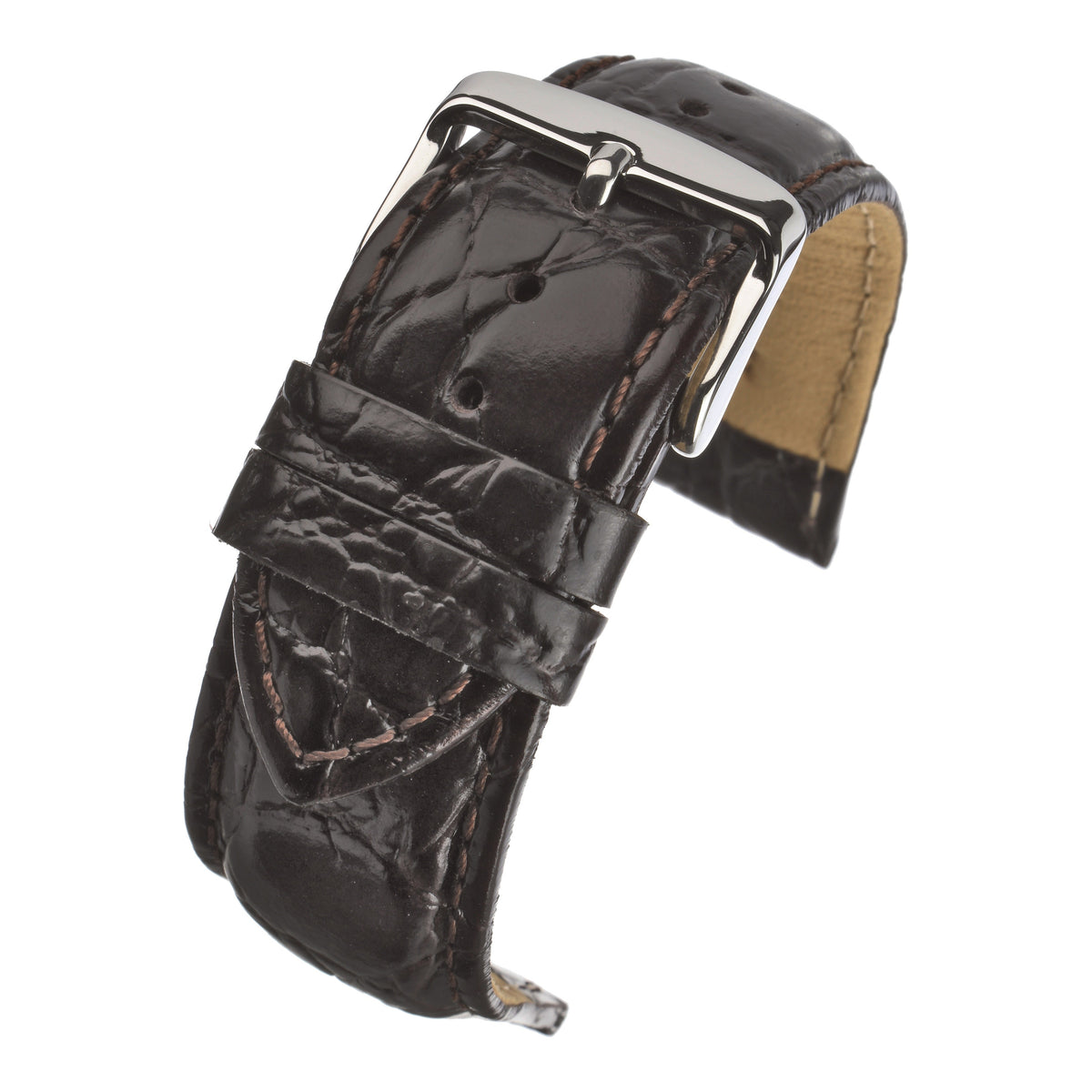 Bracelet montre cuir grain crocodile classique — Brown