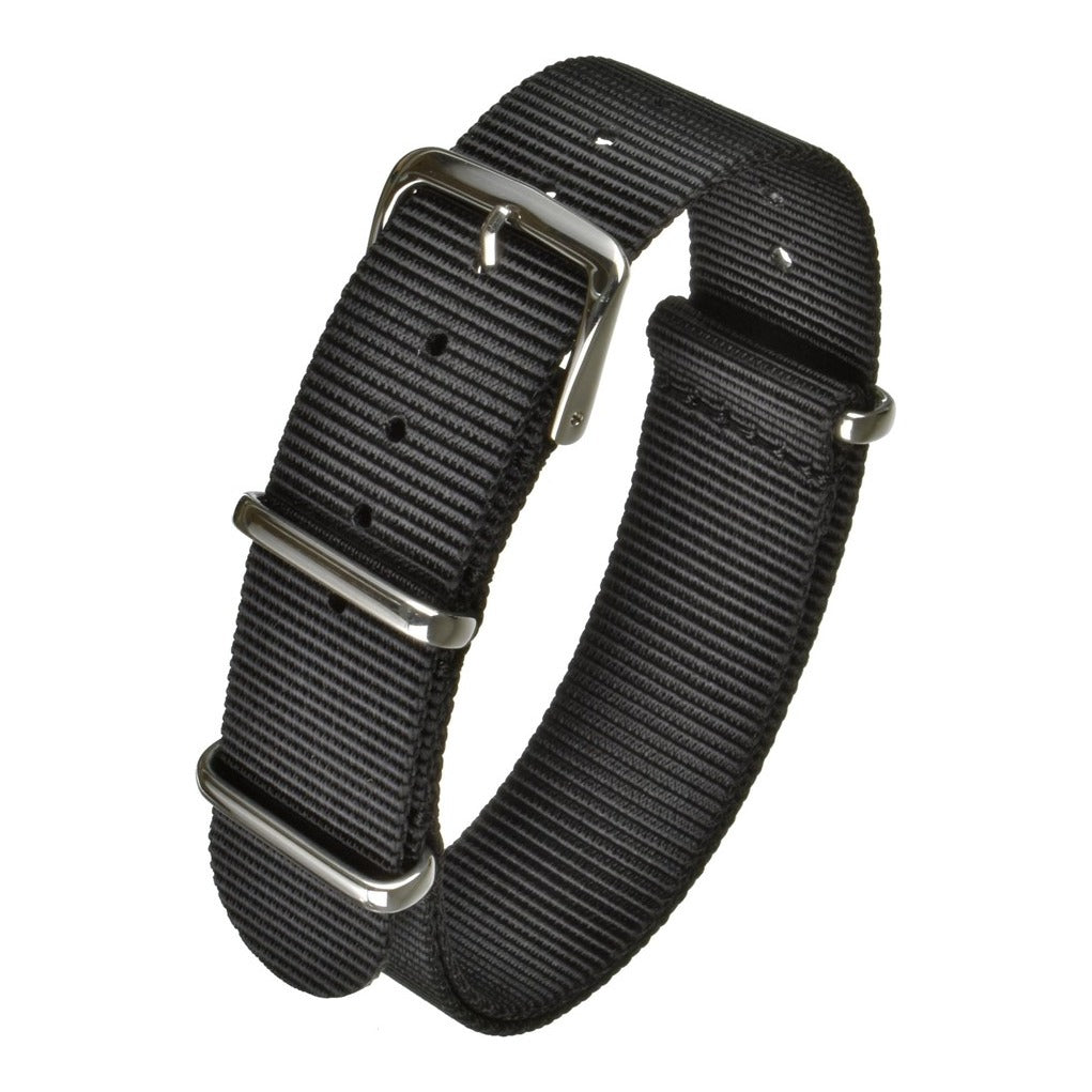 Bracelet montre textile nylon style militaire — Black