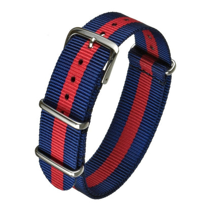 Bracelet montre textile nylon style militaire — Blue w/ Red
