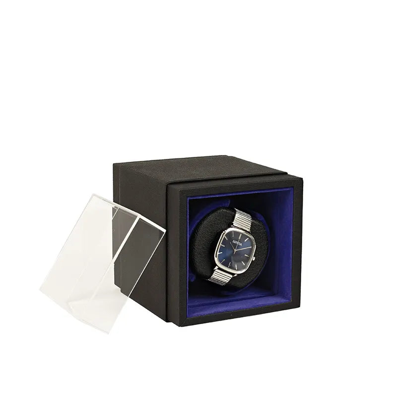 remontoir de montre automatique gaine noir et bleu 