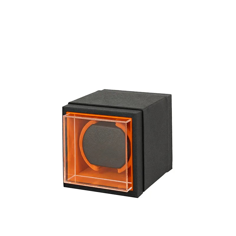remontoir de montre automatique gaine noir et orange 