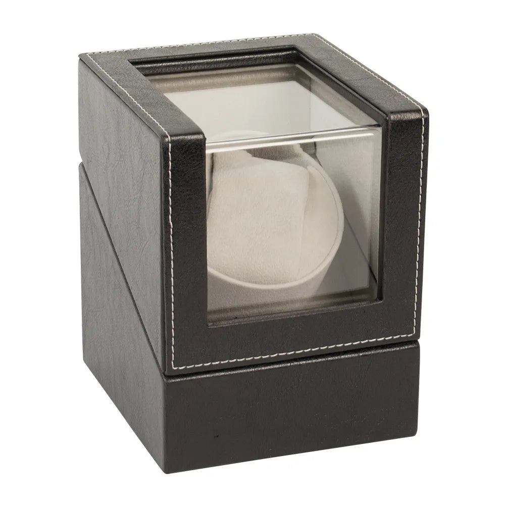 Remontoir de montre automatique noir avec surpiqûres blanches pour montre mécanique