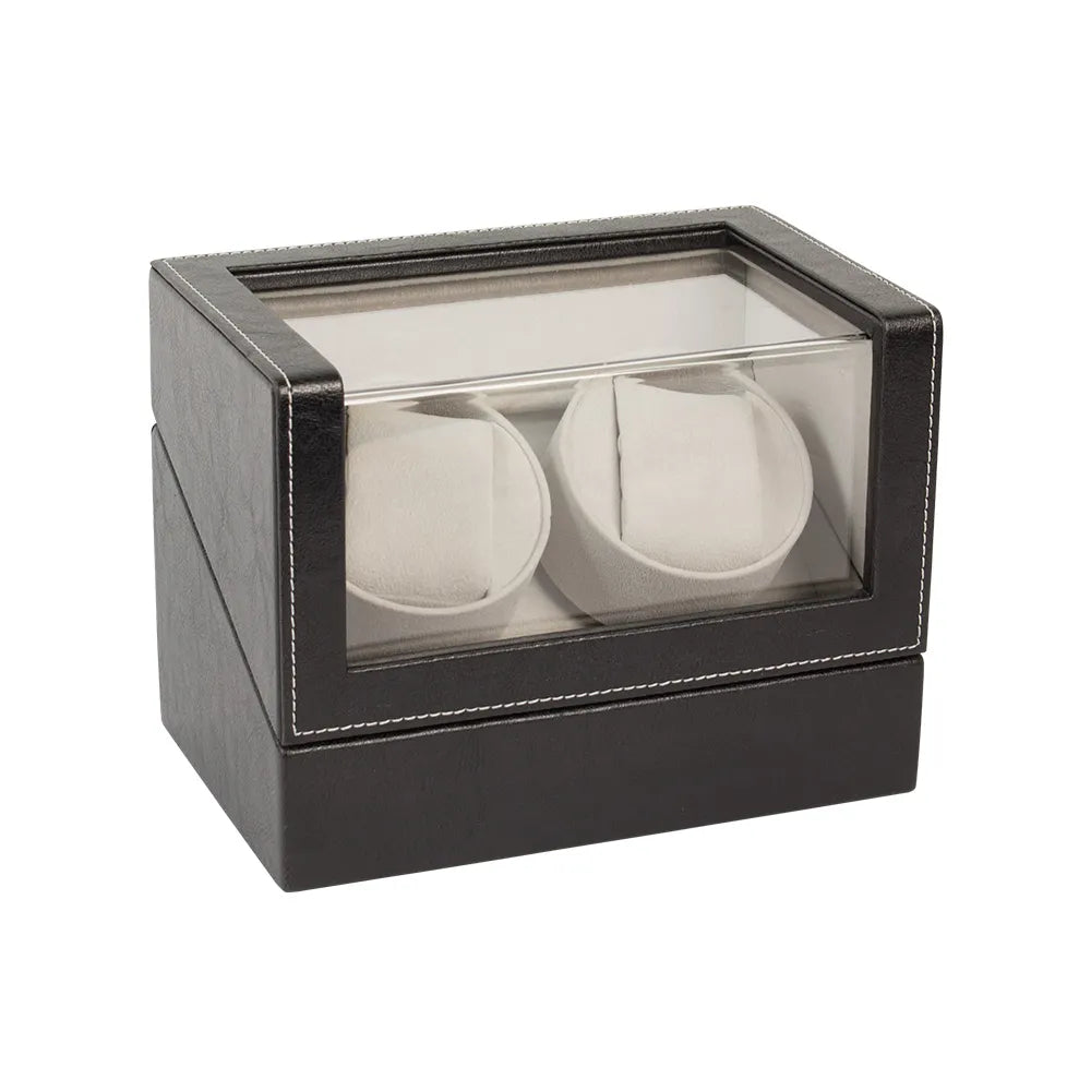 remontoir montres automatiques gaine noir et surpiqures blanches  