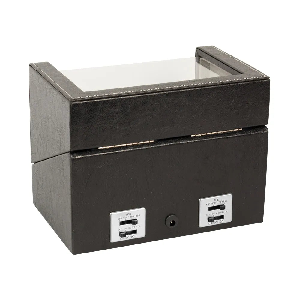 remontoir montres automatiques gaine noir et surpiqures blanches 