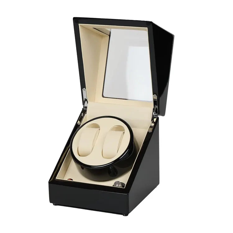 remontoir montre automatique bois noir interieur blanc